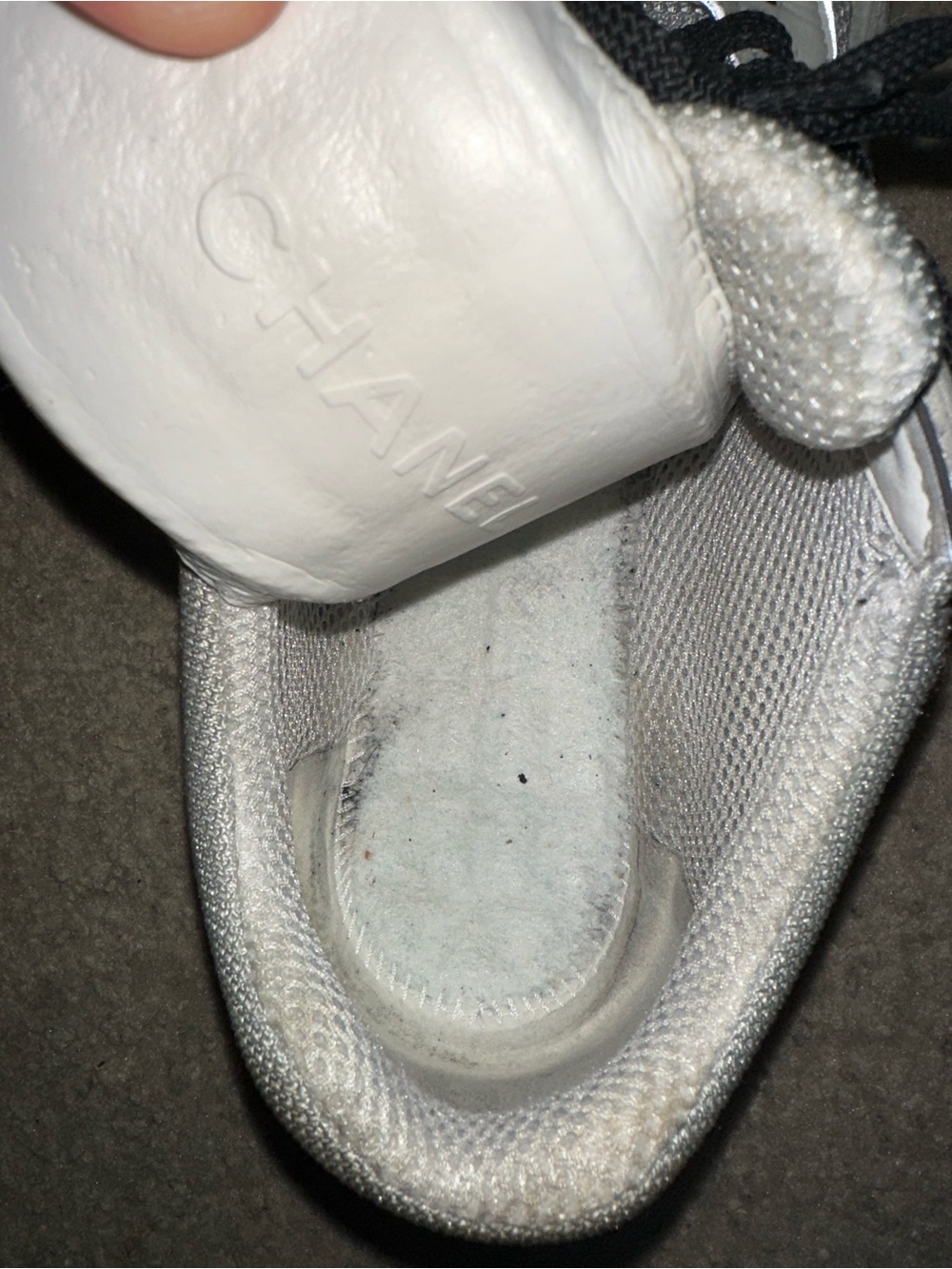 CHANEL Men’s White, Black & Gray Designer Logo Sneaker - Picture 10 of 11